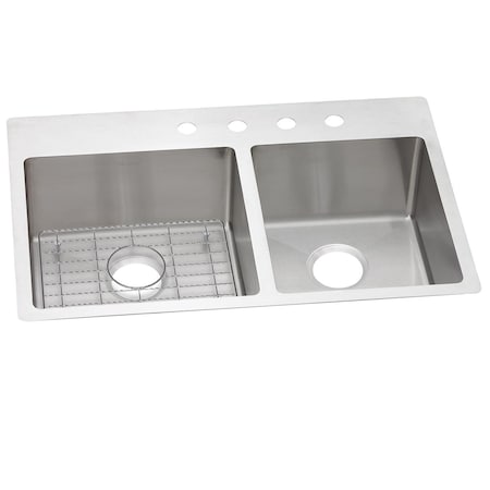 Crosstown Stainless Steel 33 X 22 X 9 60/40 Double Bowl Dual Mount Sink Kit